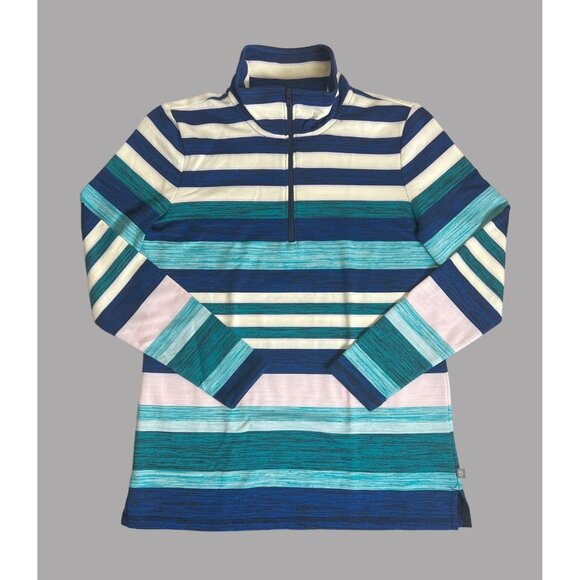 Talbot 1/4 Zip Pullover Blue Petite Stripes T by Talbots Soft Small - Picture 1 of 4
